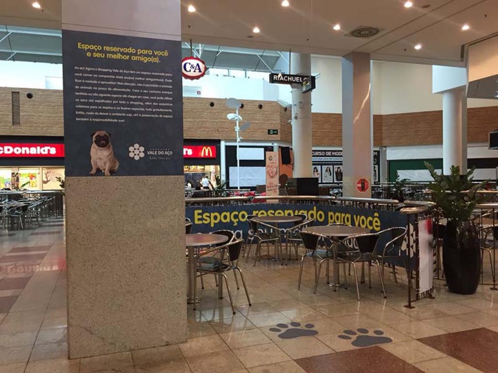 Espaço reservado para os clientes que gostam de levar seu cão para passear no shopping
