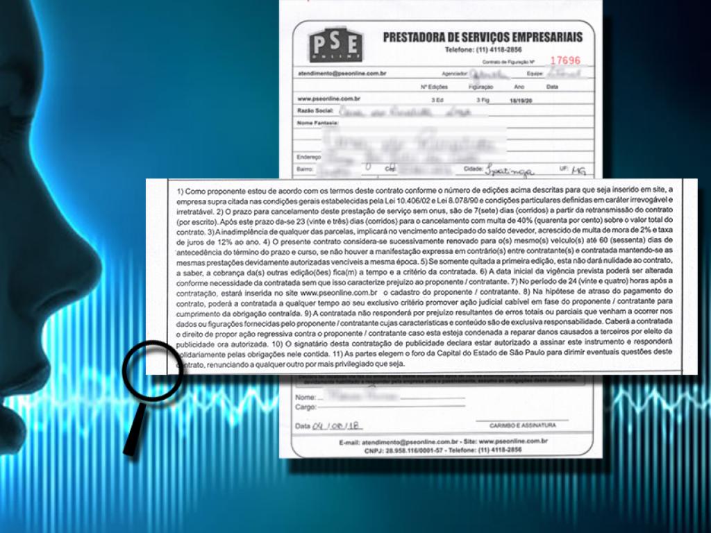 Cópia do contrato enviado a empresário de Ipatinga