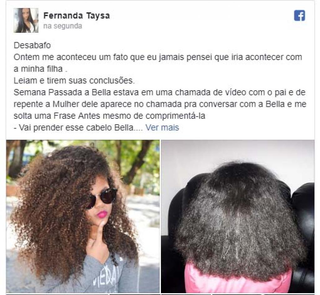 Mãe fez um desabafo quando recebeu de volta a filha com o cabelo alisado 