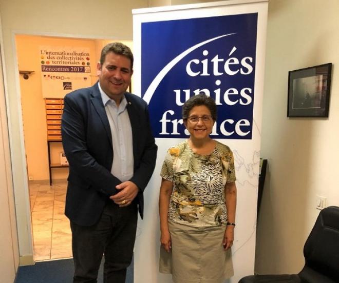 Marcos Vinícius e Felicia Medina, representante Latino Americano da Cités Unies France