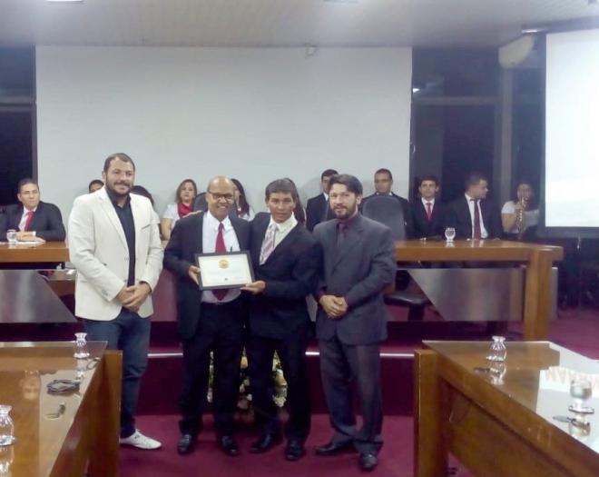 O presidente da Câmara, Adriano Alvarenga, o coordenador da Maranata no Vale do Aço, pastor Lúcio Aguiar Ferreira, o vereador Raimundo Nonato e o prefeito Douglas Willkys