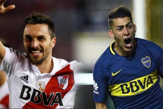 Frente a frente estrelas do futebol argentino, como Scocco (River) e Pavón(Boca), num clássico de repercussão mundial