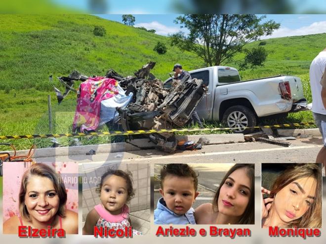 As cinco vítimas de uma mesma família estavam em um Fiat Stilo que ficou destroçado no acidente