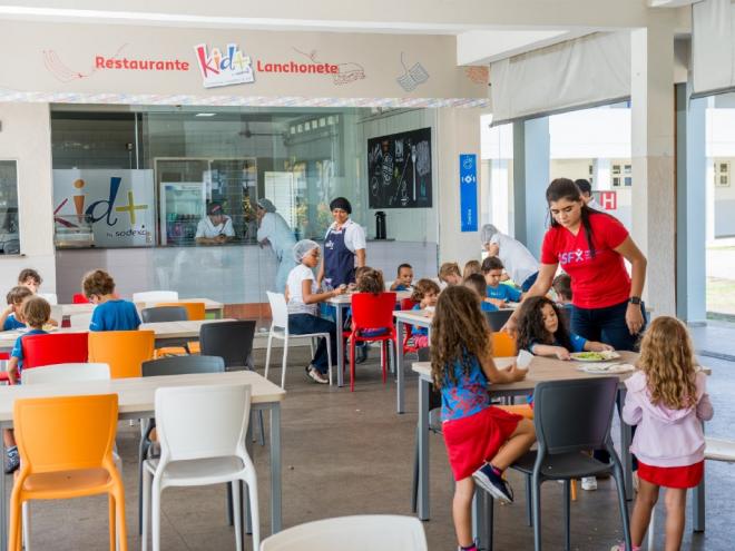 Restaurante Kid+, especialmente planejado para atender aos alunos do CSFX que necessitam almoçar na escola