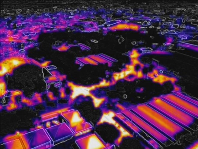 Sensor da câmera do drone consegue captar representações visíveis de temperatura