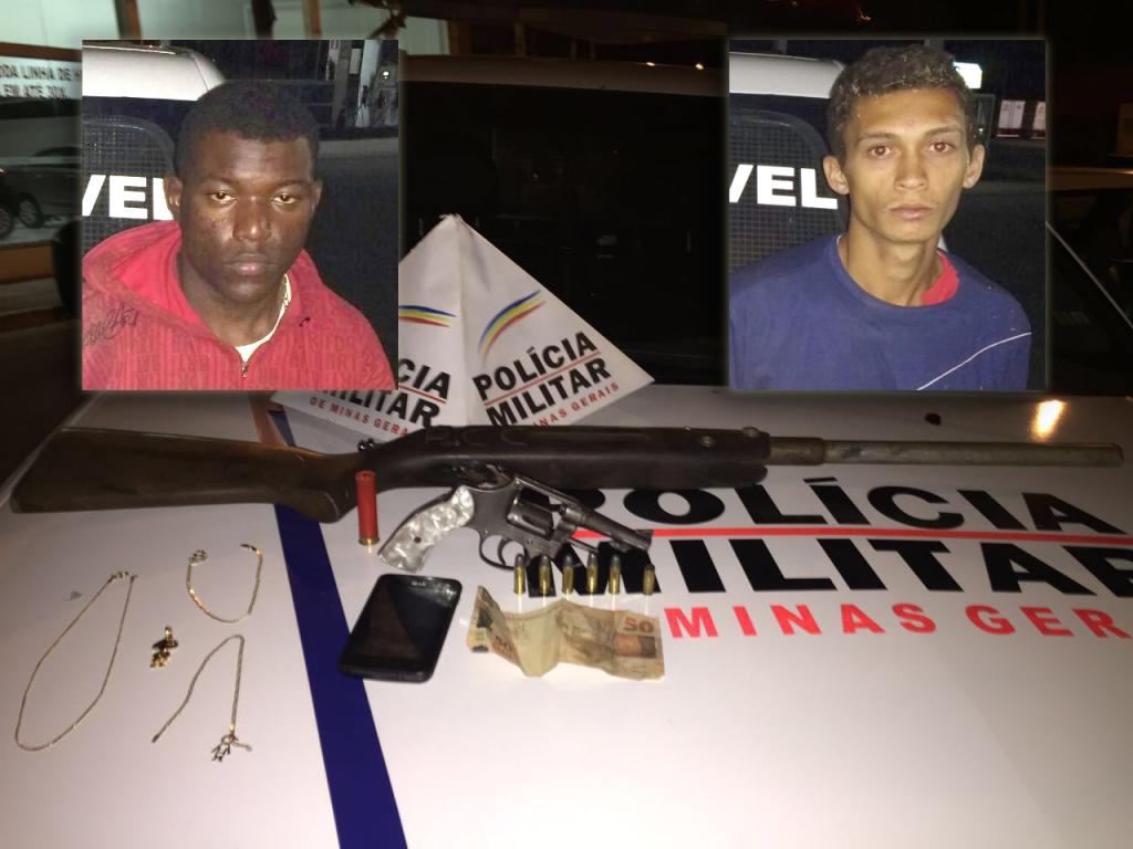 Eduardo Felipe e Tailander Rodrigo, acusados de ataque em Cordeiro de Minas; com eles foram recuperados carro e armas