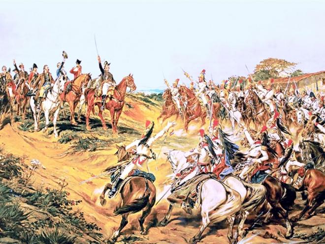 ?Independência ou Morte!?, de Pedro Américo, é uma pintura de 1888 que retrata de forma fantasiosa a Independência do Brasil