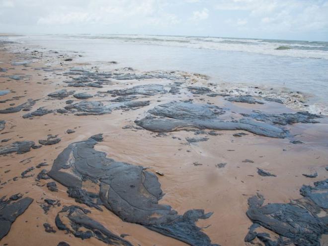 Algumas praias, em vários estados do Nordeste, foram tomadas por mancha de óleo misterioso 