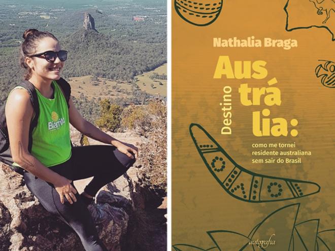 Nathalia Braga e a capa de seu livro