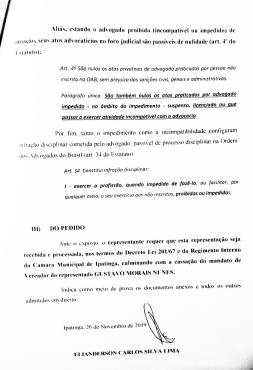 Representação tem 47 páginas e teve seu pedido avaliado internamente 