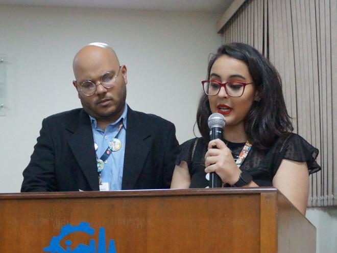 Lincoln Gabriel da Silva, coordenador pedagógico e Amanda Martins, assistente pedagógica 