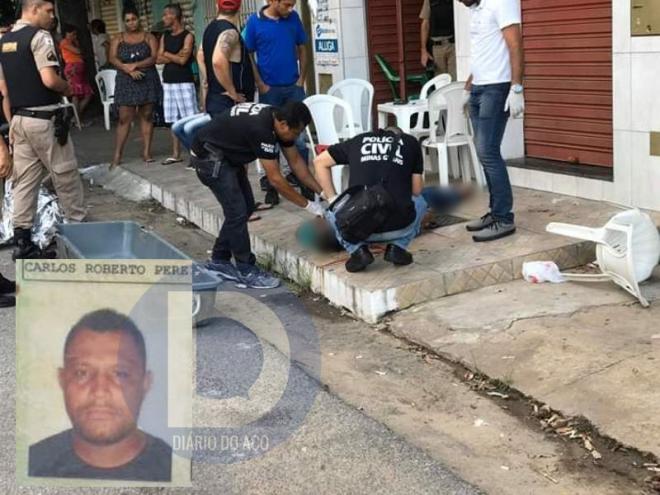 A perícia trabalha no corpo de Carlos Roberto que morreu baleado na cabeça