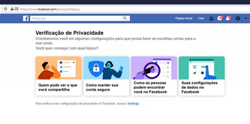 O Facebook oferece guias e opções de customização para usuários que desejam bloquear o compartilhamento de dados sensíveis