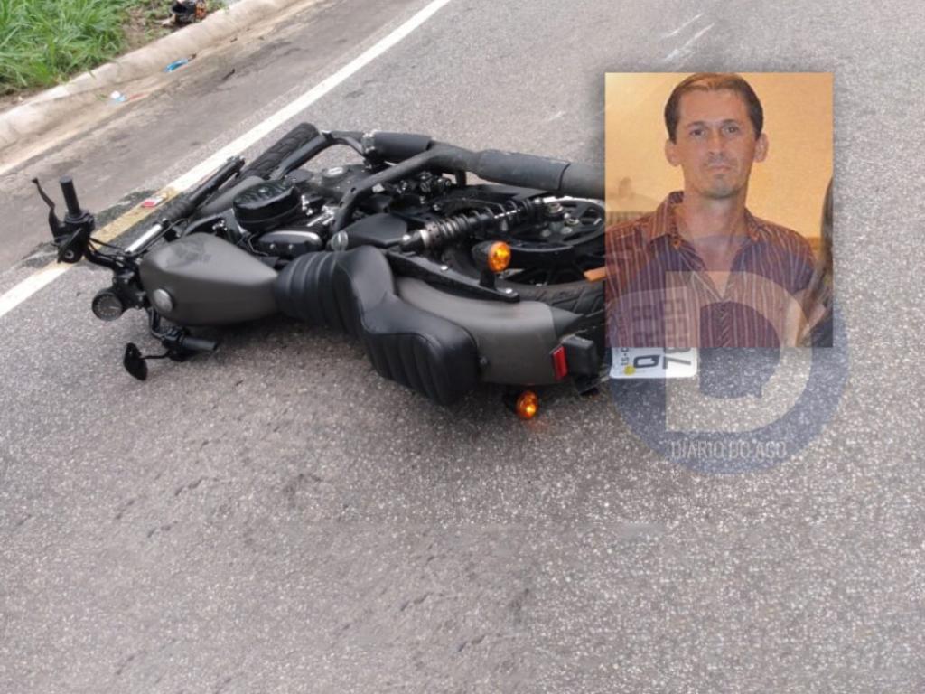 Sérgio Antônio Barcelar Vieira, trafegava com o filho, de 10 anos nessa Harley Davidson