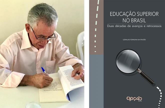 Geraldo Paixão autografa um dos exemplares do seu livro