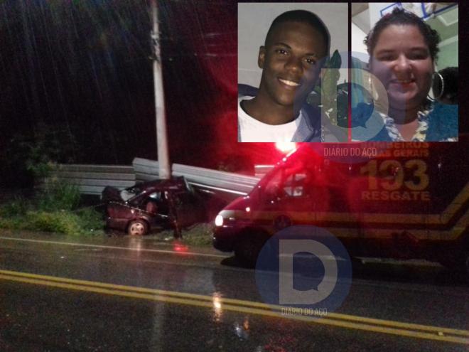 Vitor, 17 anos, e Jackeline, 40 anos, morreram depois da colisão com o poste