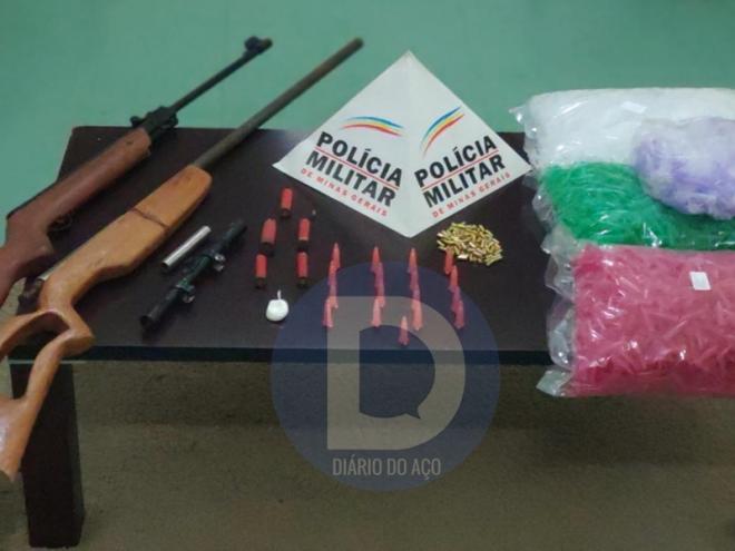 O material apreendido pela PM durante a operação policial