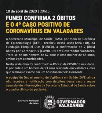Nota oficial acerca dos casos de Covid 19 em GV 