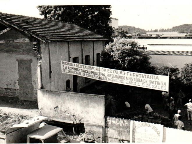 Início da restauração da estação na década de 1980 