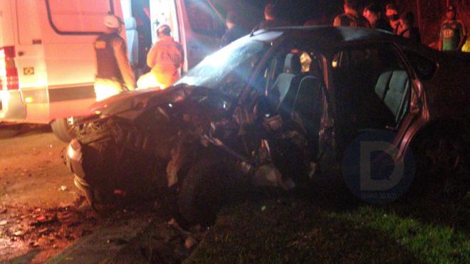 Família estava nesse Ford Fiesta, atingido por Saveiro conduzida por motorista embriagado e sem CNH
