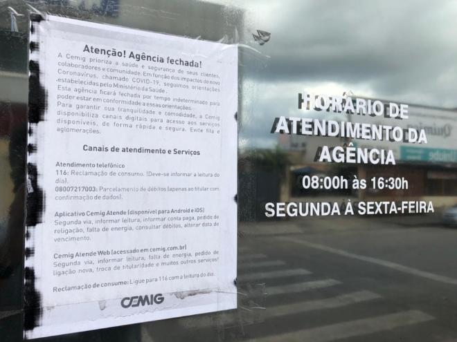 Desde o dia 23 de março que as unidades da Cemig estão com as portas fechadas 