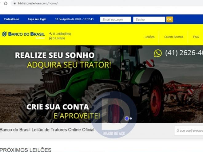 A página falsa de leilões que atraiu a vítima de Jaguaraçu não está mais no ar