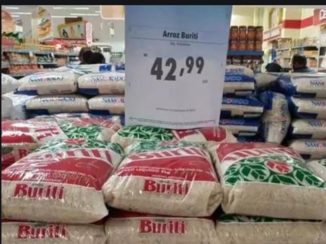 Na terça-feira (8), algumas marcas de arroz já passavam de R$ 40 o pacote de cinco quilos 