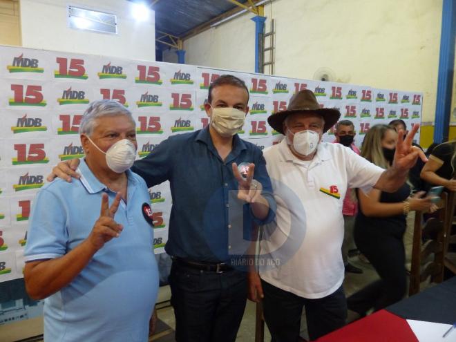 Jésus Nascimento, Jadson Heleno e Sebastião Quintão na convenção do MDB de Ipatinga