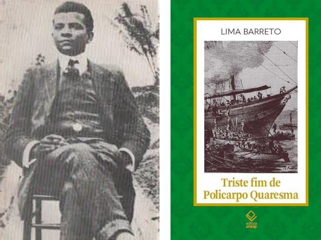 O escritor Lima Barreto e a capa de sua obra mais famosa