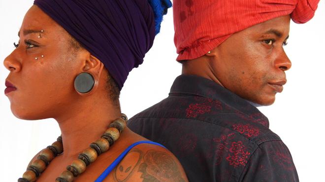 A rapper/MC Andressa Faria (Preta Lua) e o ator Mati Lima