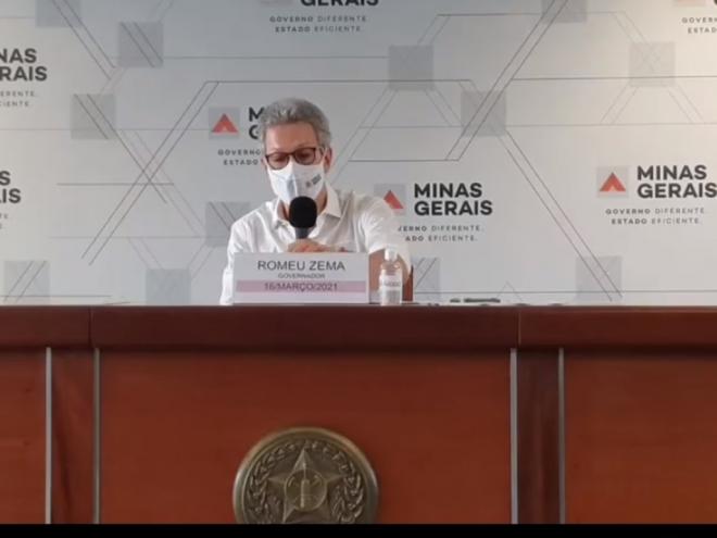 O governador de Minas, Romeu Zema, em entrevista na manhã desta terça-feira 