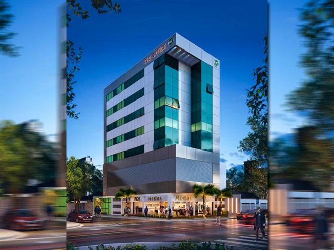Com uma fachada moderna, o The Office segue a linha dos empreendimentos comerciais da WR no bairro