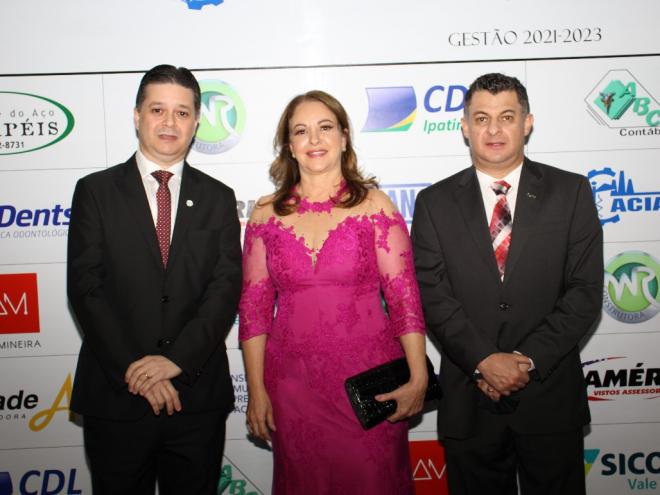 Luís Henrique, presidente da Aciapi; Marilane Santos, diretora-presidente do Conselho da Mulher Empreendedora; e Amaury Gonçalves, presidente da CDL