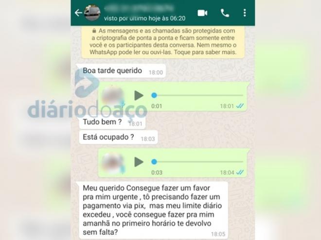 Uma das abordagens dos golpistas se passando por outra pessoa para tentar tirar dinheiro do contato no WhatsApp