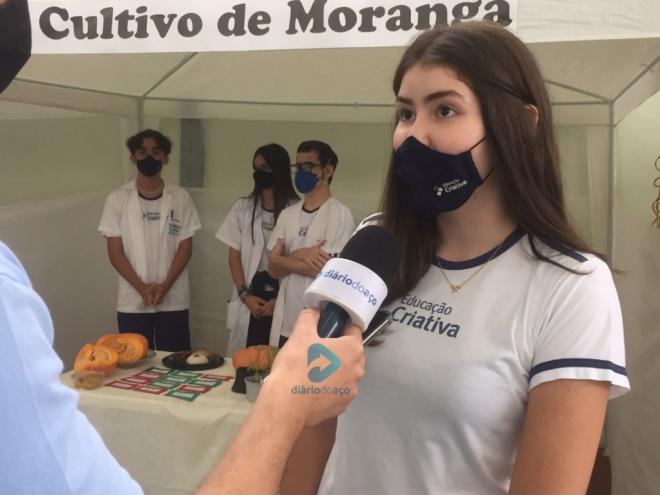 Gabriela Torres apresentou o trabalho ''Agricultura: cultivo de moranga''