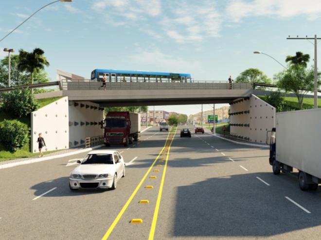 A proposta é que novo viaduto tenha altura elevada o suficiente para permitir tráfego de caminhões pela avenida Magalhães Pinto