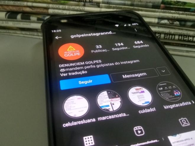 Perfil criado no próprio Instagram traz relação de inúmeros golpes aplicados pela mídia social 