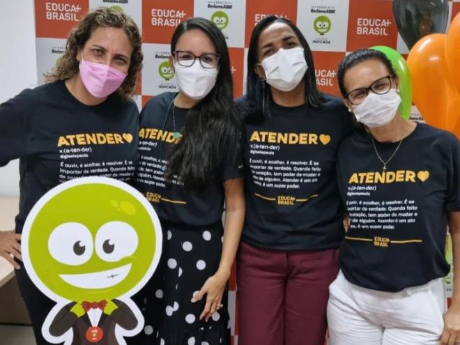 Gestoras de atendimento do Educa Mais Brasil, (da esquerda para direita) Paula Terres, Viviane Torres, Adriana Nascimento e Gleide Gomes