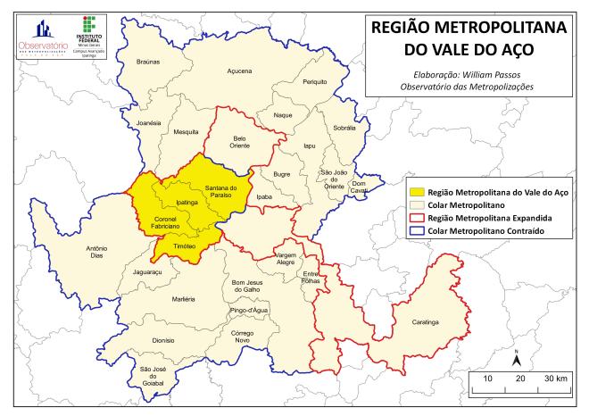 A novidade apresentada é o mapeamento da Região Metropolitana Expandida, formada por Belo Oriente, Caratinga, Coronel Fabriciano, Ipatinga, Santana do Paraíso e Timóteo, e do inédito Colar Metropolitano Contraído