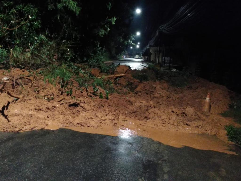 Lama desceu da encosta no bairro Santa Terezinha II, em Coronel Fabriciano, levando junto pedras e vegetação 