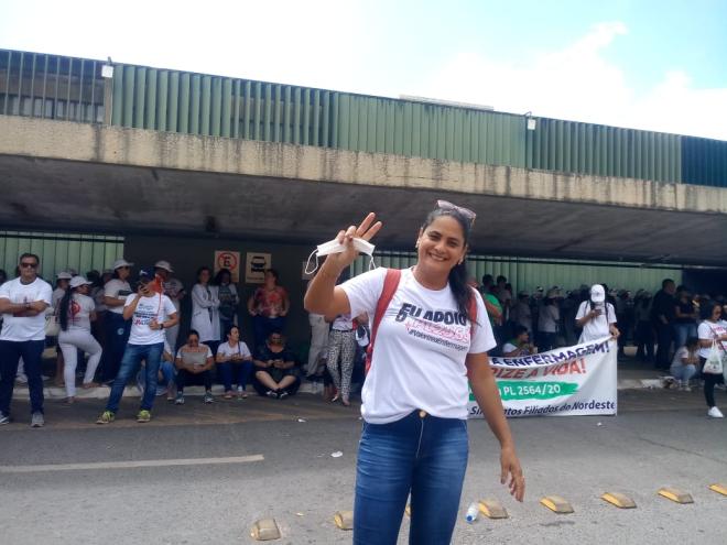 Rúbia Ferreira, de Coronel Fabriciano, participou da mobilização dos profissionais da enfermagem pela votação do projeto 