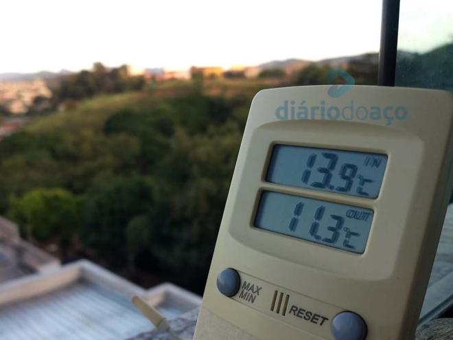 Temperatura registrada no bairro Veneza II, no começo da manhã desta quinta-feira (19/5)