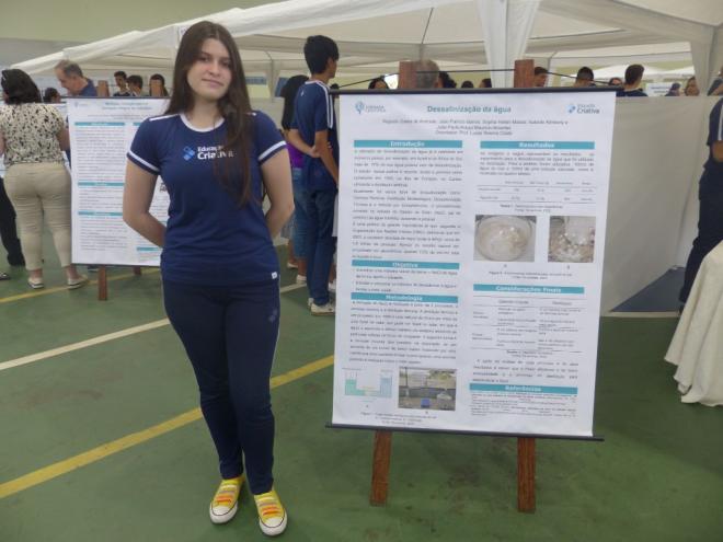 Sophia Hellen explicou o projeto que tem como tema o processo de dessalinização da água 